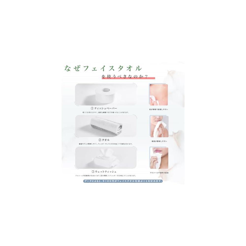 Cleansing Towels, Facial Towels, 100% Natural Cotton, Soft Texture, Wet & Dry Use, Suitable for