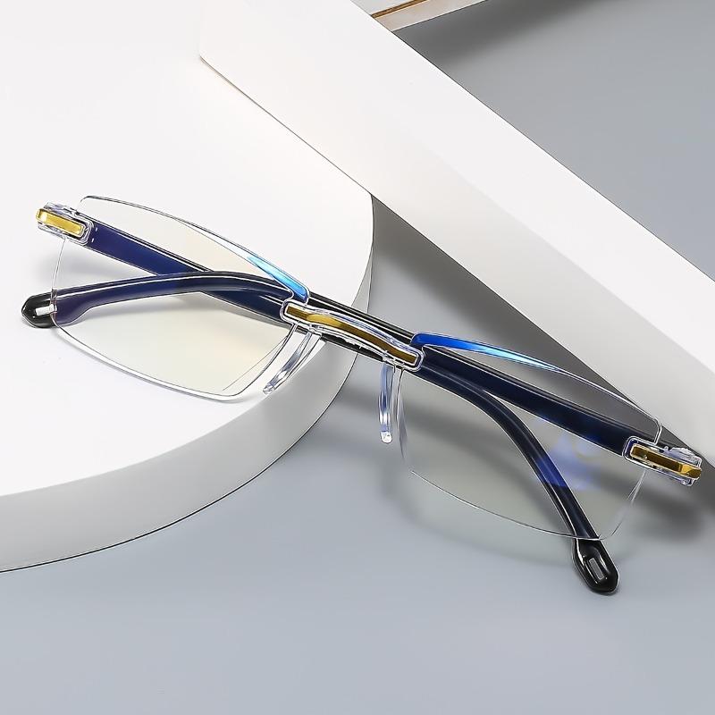 Прямоугольные безободковые очки для чтения для мужчин и женщин, материал оправы ПК, легкие, с прозрачными линзами из ПК для чтения