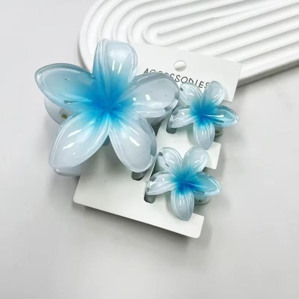 3Pcs/Set Acrylic Hair Claws Plumeria Flower Ponytail Clip Colorful Hair Accessories Summer
