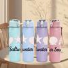 1PC Saltwater Soul Seashell Starfish 750ml Color Plastic Sports Water Bottle Leakproof Flip Straw Lid Suitable for Sports Office Home Use