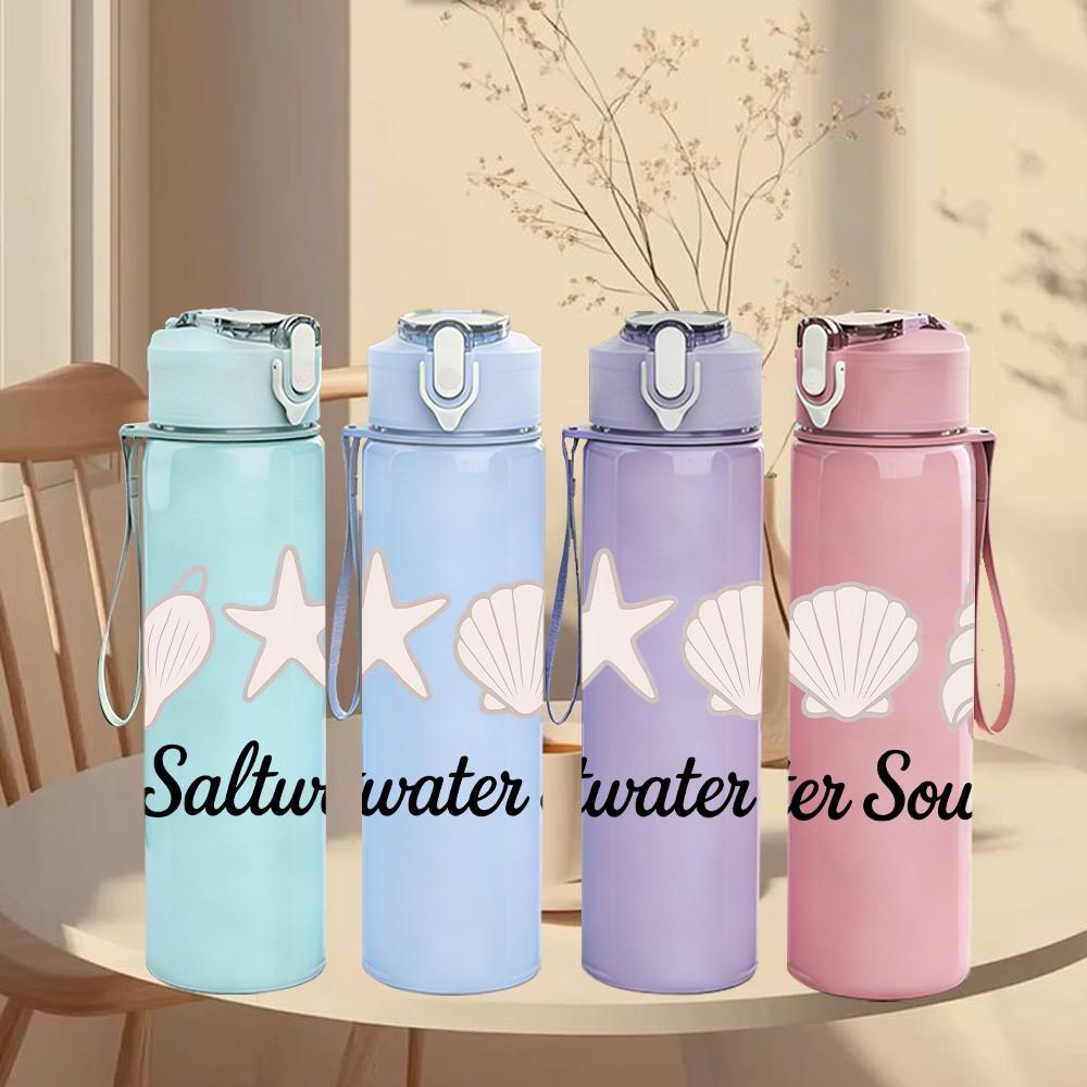 1PC Saltwater Soul Seashell Starfish 750ml Color Plastic Sports Water Bottle Leakproof Flip Straw Lid Suitable for Sports Office Home Use