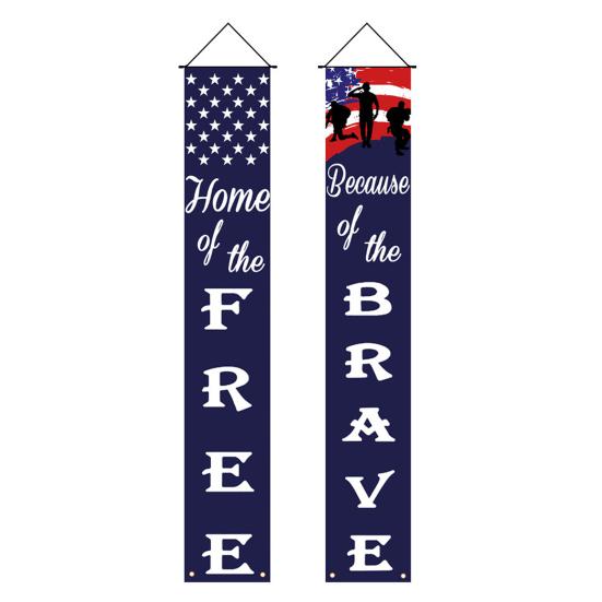4th of July Patriotic Door Banners Outdoor Patriotic American Flag Hanging Porch Sign for Independence Day Memorial Day Decor