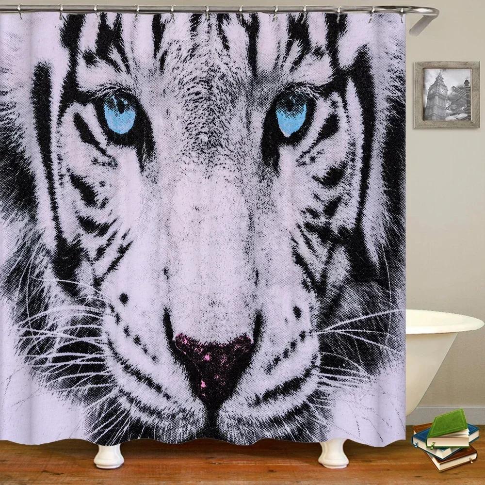 Штора для душа с изображением лошади и слона, 3D-печать, водонепроницаемый полиэстер, животные, шторы для ванной, декор с крючками
