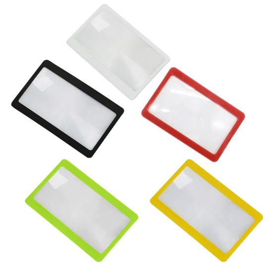 3X PVC Fresnel Lens Magnifier Pocket Credit Card Size PVC Frame Lightweight High Safety Square Lens Shape Magnifier