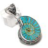 Ammonite Fossil Gemstone 925 Sterling Silver Jewelry Pendant 1.81"