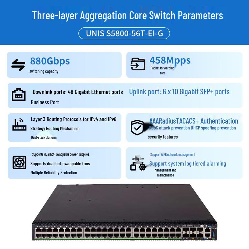 Ziguang Hengyue S5800-56T-EI-G 48-Port Gigabit + 6-Port 10G Layer 3 Managed Switch