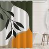 Orange Bohemian Leaves Shower Curtain, Bathroom Decorative Shower Curtain, Waterproof Curtain With Hooks