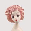 Silk Satin Sleep Cap with Ribbon Bow for Women - Elastic Wide Brim Bath Headscarf Hat for Hair Care