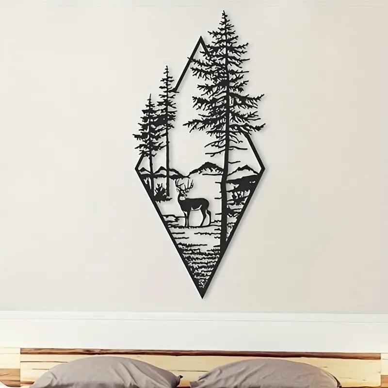 Scenery Theme Decor Wall Art Decorations Mountain Metal Wall Decor Wall Sign Metal Wall Triangle Wall Art for Room