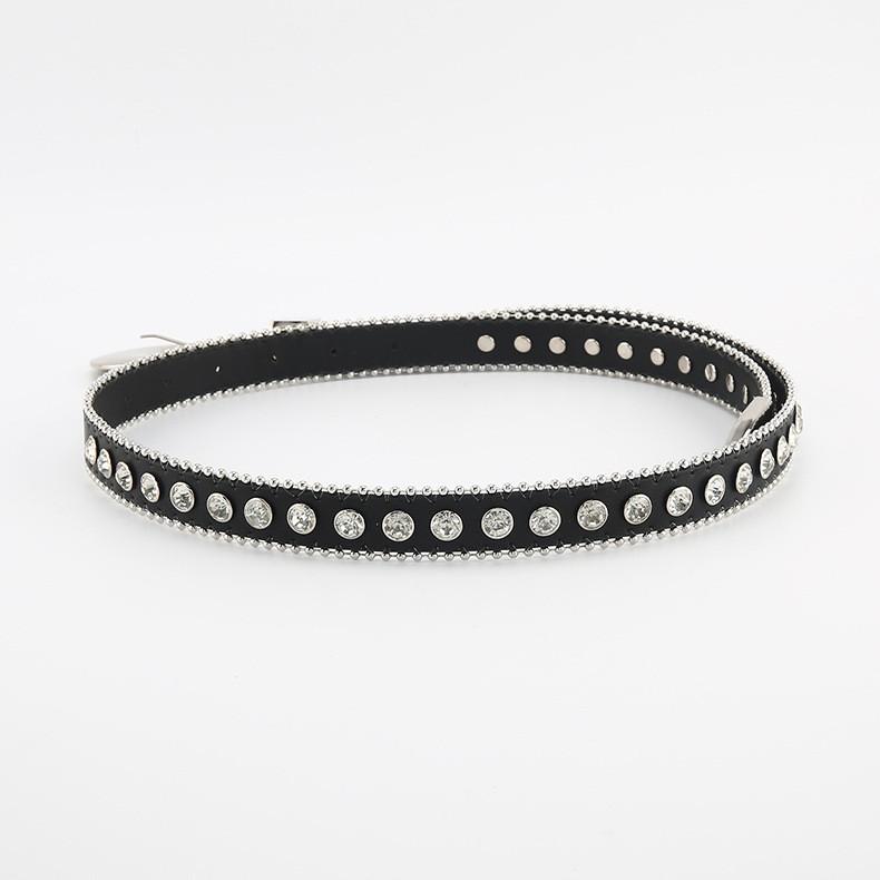 Trendy Womens Faux Leather Belt With Water Diamond Embellishments For Jeans And Lounge Wear