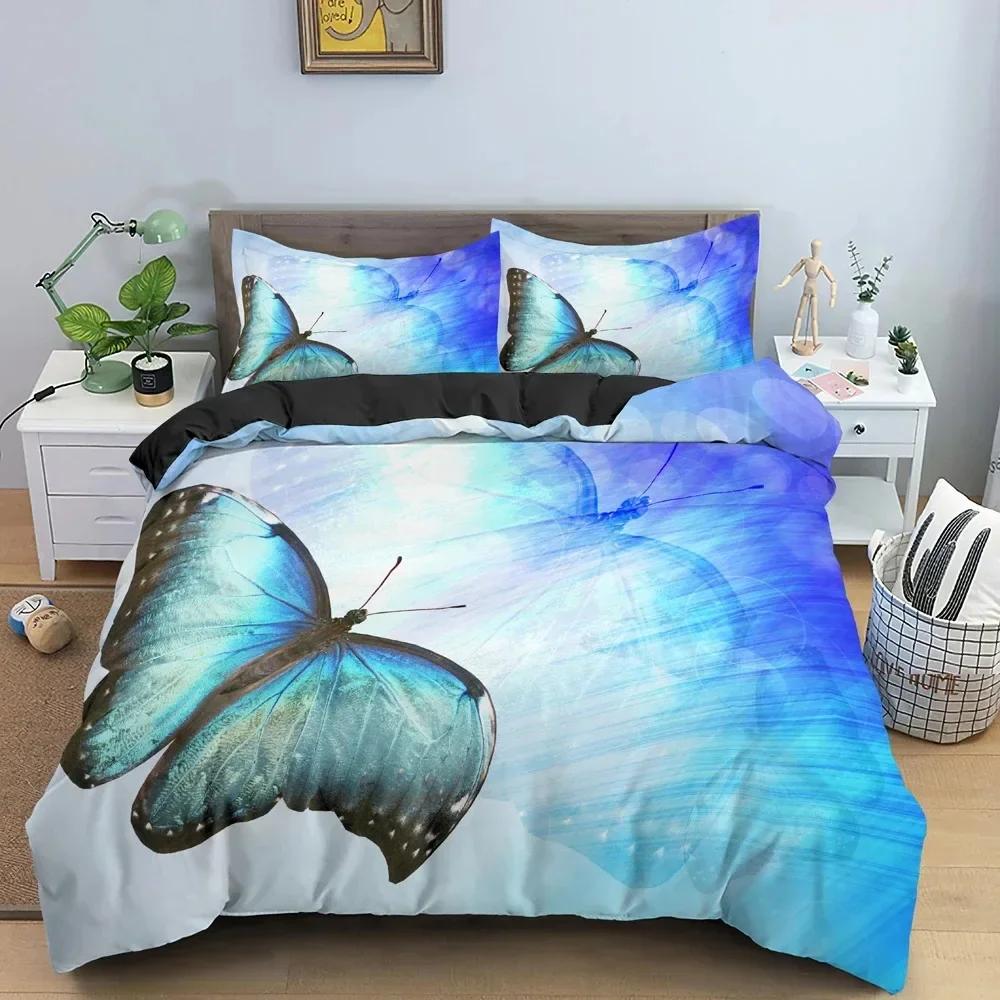 Beautiful Butterfly Soft Cozy Comfortable Duvet Quilt Cover Pillowcase Bedding Set Children Bedroom Decoration Home Textile