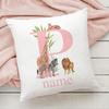 Personalized Pillow Case Initial with Name  Safari Animal  Pillow Cover Kids Bedroom Wild Party Decor Kids Birthday Shower Gift
