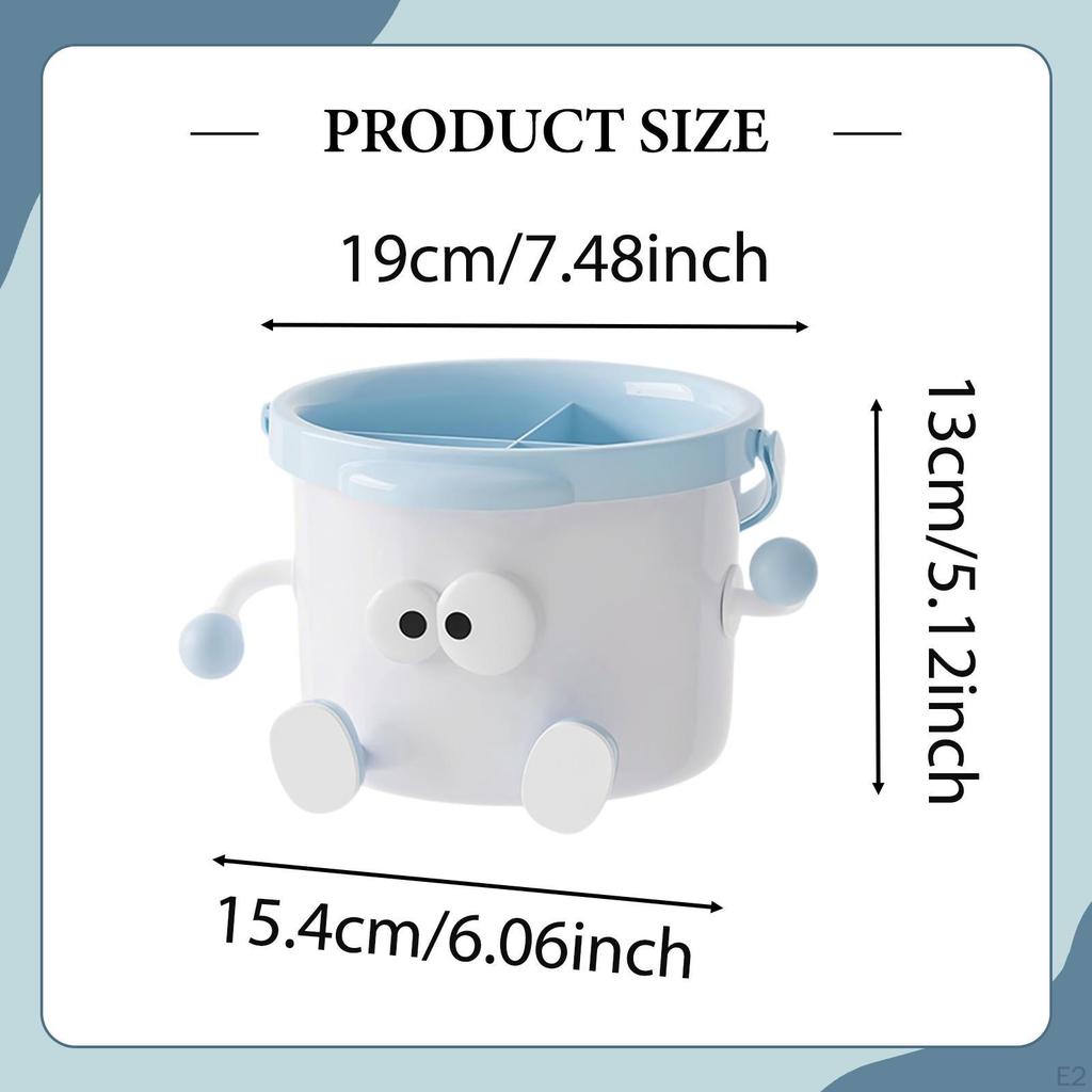 Desk Organiser Container Cute Sturdy Pencil Holder with Wide Handle 4 Compartments for Makeup Office