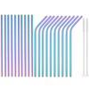 20Pcs Colorful Reusable Metal Straws Set with Cleaner Brush Stainless Steel Drinking Straw Milk Drinkware Bar Party Accessory