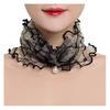 Faux Silk Scarf Lightweight Mesh Soft Shiny Touch Edge-covered Design Scarf with Faux Pearl Decor Neck Decoration