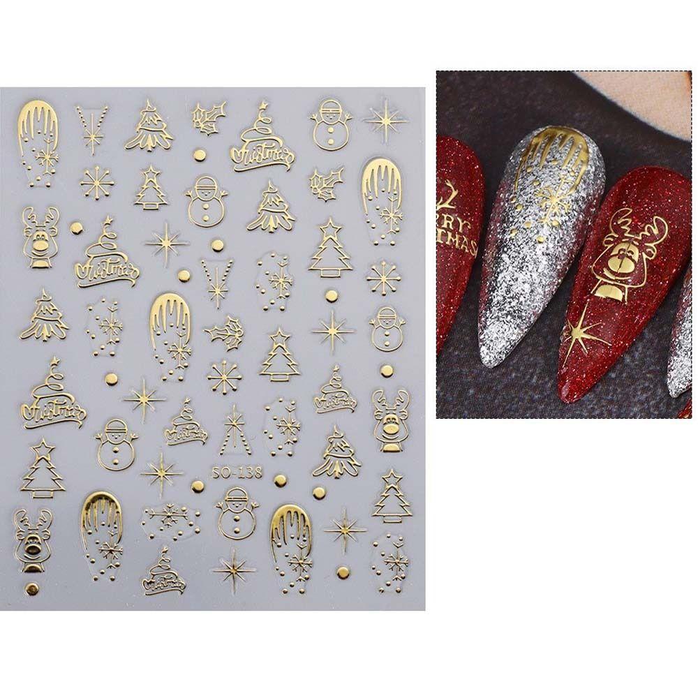 Manicure Ornaments Christmas Bronzing Nail Stickers Christmas Bronzing Nail Decals  Girls
