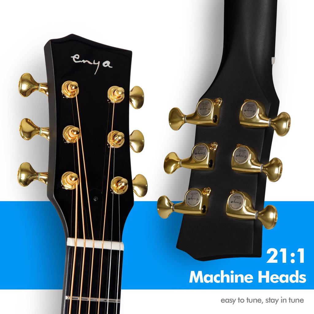 enya Мини-гитара X4 Pro с жестким кейсом AcousticPlus из углеродного волокна и кожаным ремнем 36" Акустическая/Электроакустический звукосниматель,