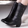 Fashion GKTINOO Women Ladies Female Mother Genuine Leather Mid Calf Boots Shoes Winter Plush Fur Warm Botas Zipper Plus Size 41 42