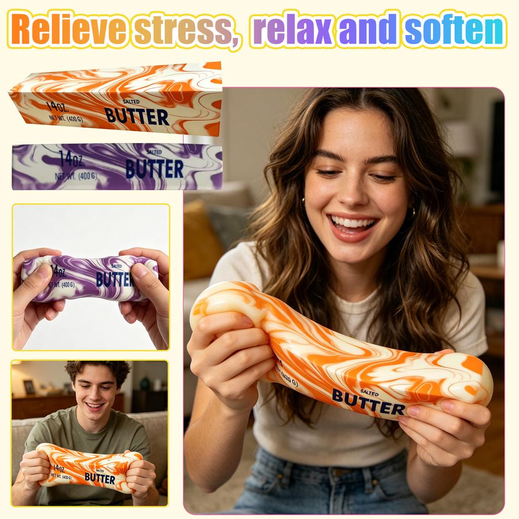 14oz Butter Stick Shaped Stress Relief Toy Soft Squeeze Sensory Fidget Toy for Hand Therapy and Stress Reduction