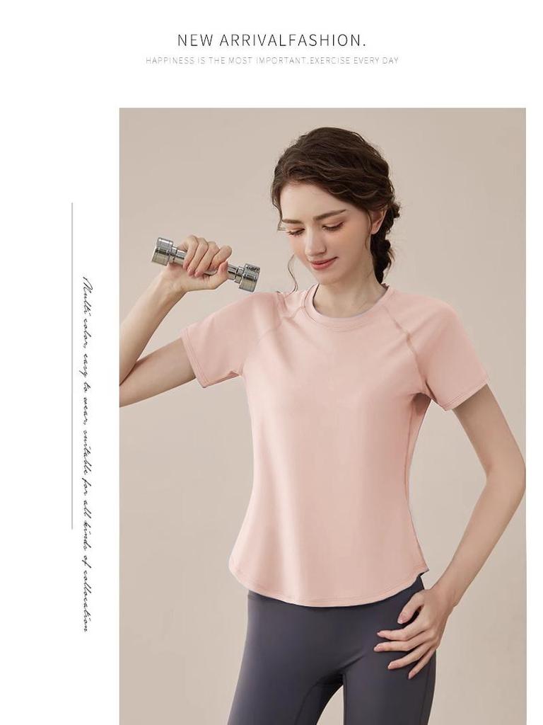 Women's Spring 2025 Yoga Set: High-End Sports Shorts & Short Sleeve Fitness Top