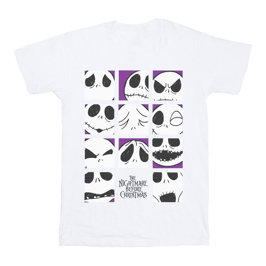 Disney Женская/женская хлопковая футболка бойфренда «Кошмар перед Рождеством» с множеством лиц Джека квадратов