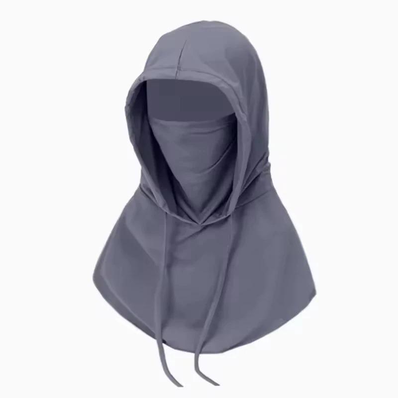 Women Summer Ice Silk UV Protection Face Cover Neck Guard Integrated Sun Hat Breathable Sunscreen Mask for Driving Cycling