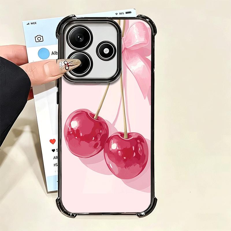 Чехол-бантик 'Вишневая сладость' для Xiaomi Poco X7 X8 Pro Max X6 X5 X3 F8 Ultra F7 M8 M7 M5S Redmi 15C 15A 15 14C 13C 12C 13 12