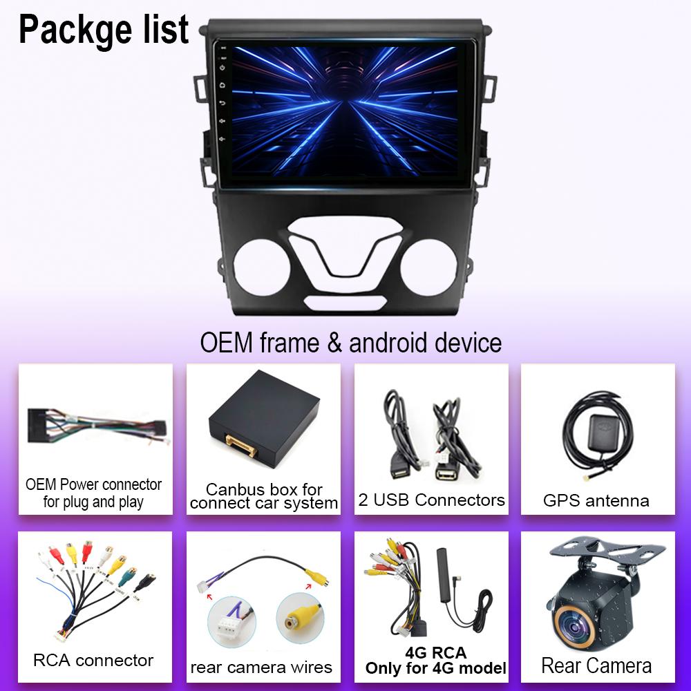 Android 14 Для Ford Mondeo 5 Fusion 2012-2019 Автомагнитола Стерео Головное устройство Carplay Мультимедийный Видеоплеер Навигация Без 2din DVD