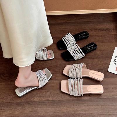 Премиальные туфли-драг на плоской подошве из одного слова, летняя французская красивая верхняя одежда с юбкой, повседневные пляжные женские босоножки на танкетке