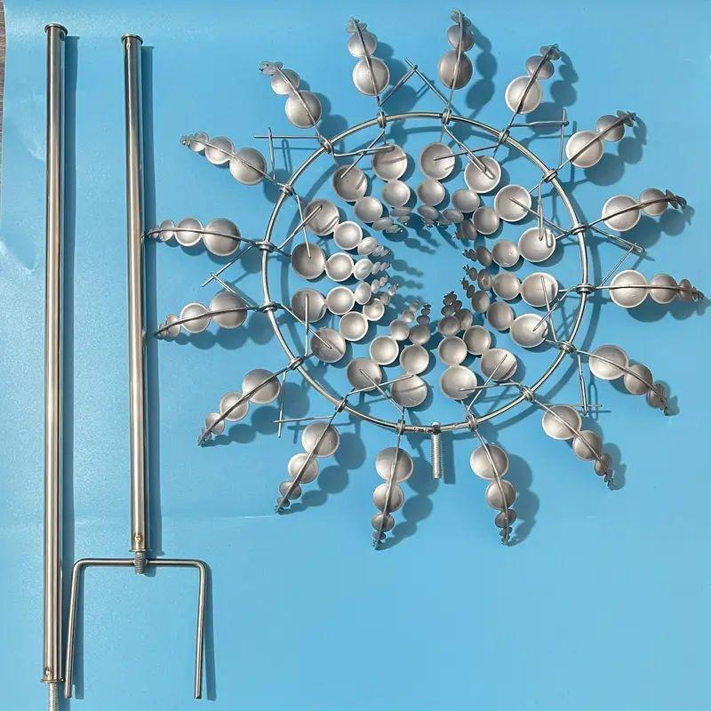 1pc Metal Silvery Circular Plate 3D Wind Spinner For Outdoor, Garden, Courtyard Use Outdoor Decorations