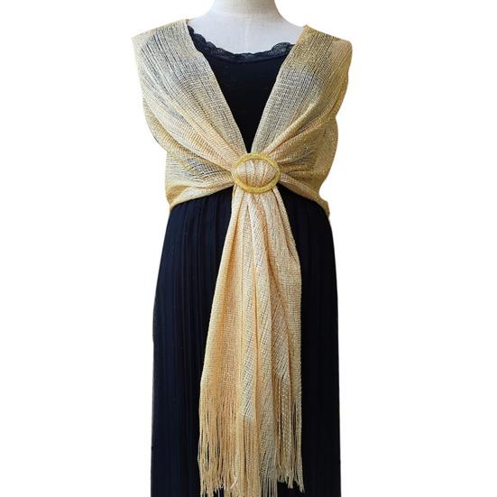 Metallic Shawl Glittery Glow Women Sparkling Wrap Tassel Bucket Design Formal Occasion Shawl Versatile Evening Shawl