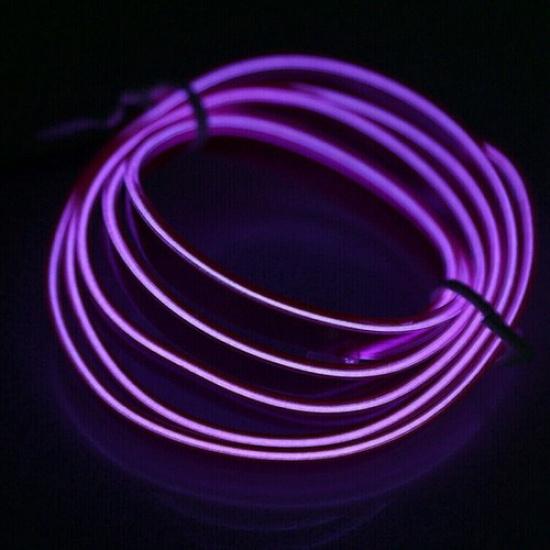 2M Auto Car LED Strip Light Interior Decor Atmosphere Wire Strip Lamp 12V Purple