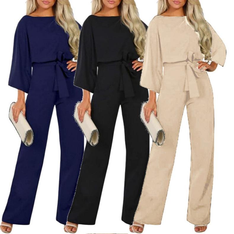 Womens Bandage Beach Holiday Long Playsuit Elegant Casual Beach Party Jumpsuit Pants Work Bandage Jumpsuit