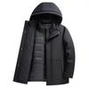 Mens Winter Down Jacket With Removable Faux Fur Trim 50% Goose Fill Lightweight Warm Outerwear Cold Weather