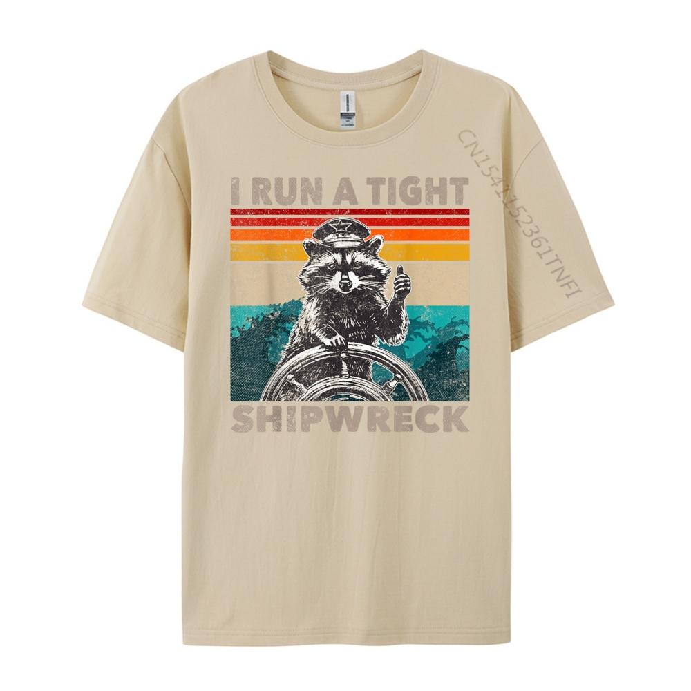 I Run A Tight Shipwreck Funny Raccoon Captain Vintage Cute Oversized T Shirt Mens Gifts
