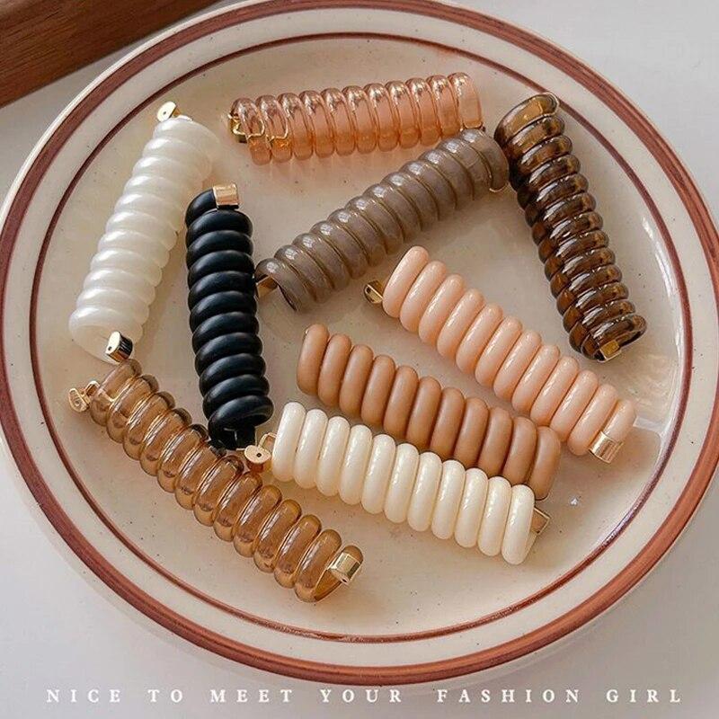 Эластичные резинки для волос для женщин и девочек, однотонные резинки для волос, спиральная катушка, резинка, хвостики, веревка для головы, аксессуары для волос