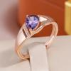 Drop Purple Zircon Gold Color Rings for Women Sparkling Finger Jewelry Fashion Matching Accessories