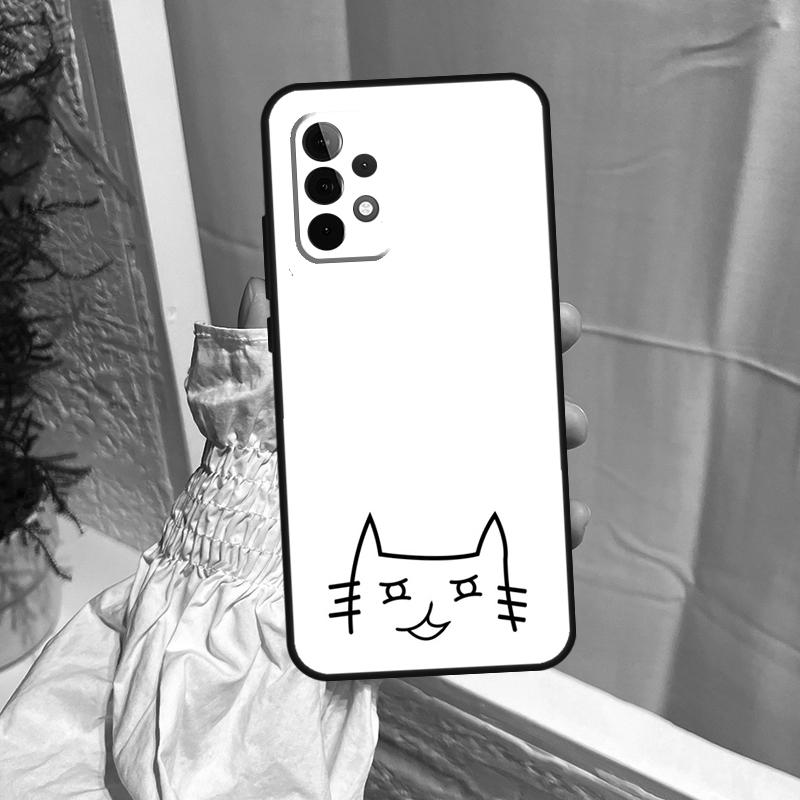 Забавный Милый Кот Лайн-Арт Чехол Для Samsung Galaxy A35 A55 A15 A34 A54 A14 A56 A52 A53 A16 A26 A36 A32 A12 A33 A13 A17