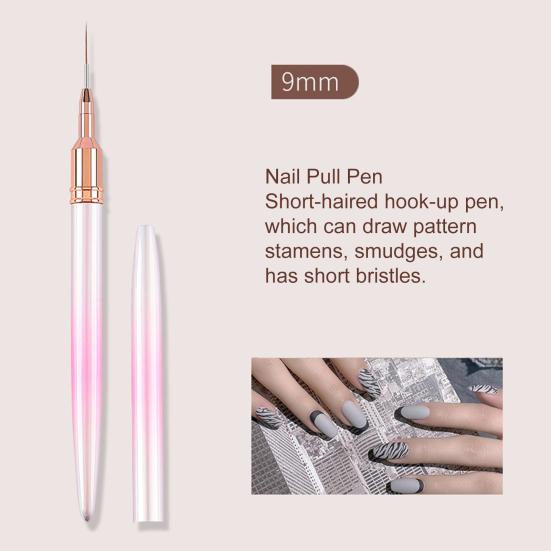 5Pcs Nail Painting Pen Elongated Lines DIY Nylon Wool Durable Manicure Edge Puller Set Polish Salon