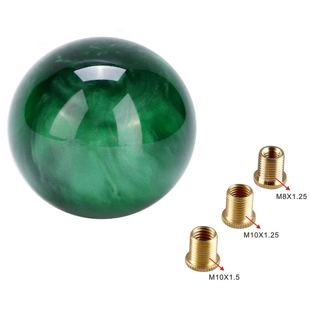HANSWD Pearl Shift Knob Pearl Gear Knob Ball type ATMT Compatible with domestic cars Universal custom black 3 types adapter included (bright gree