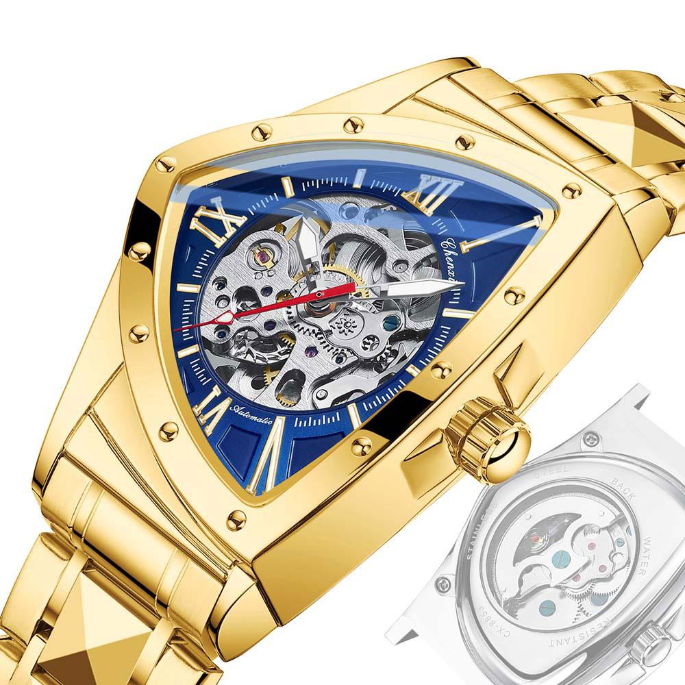 CHENXI Fashion Men's Watch Automatic Movement Mechanical Wristwatches Leisure Hollow Triangle Watches Luxury Men Gifts