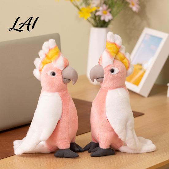 Plushie for Bedroom Decor Cute Parrot Plush Toy Soft Stuffed Animal Kids Pink Realistic Bird Lover Gift Doll with Fluffy Fabric And Home Decoration