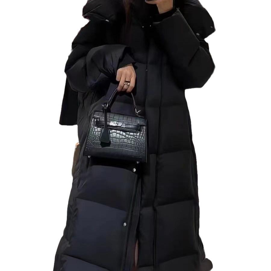 Высококачественная женская куртка-пуховик длиной до колена с утолщенным белым утиным пухом Pinghu, куртка-пуховик прилив