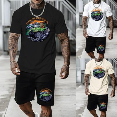 Популярный южноамериканский мужской повседневный свободный комплект с напечатанными цифровыми узорами, легкая дышащая и прохладная мягкая ткань