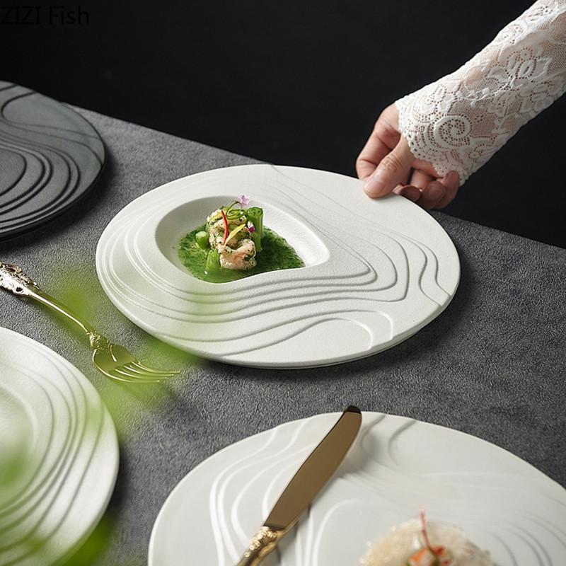 Ресторан отеля Изысканная кулинарная посуда Креативный ужин Керамическая тарелка для стейков Послеобеденный чай Дим-сам Десертная тарелка Кухонная утварь