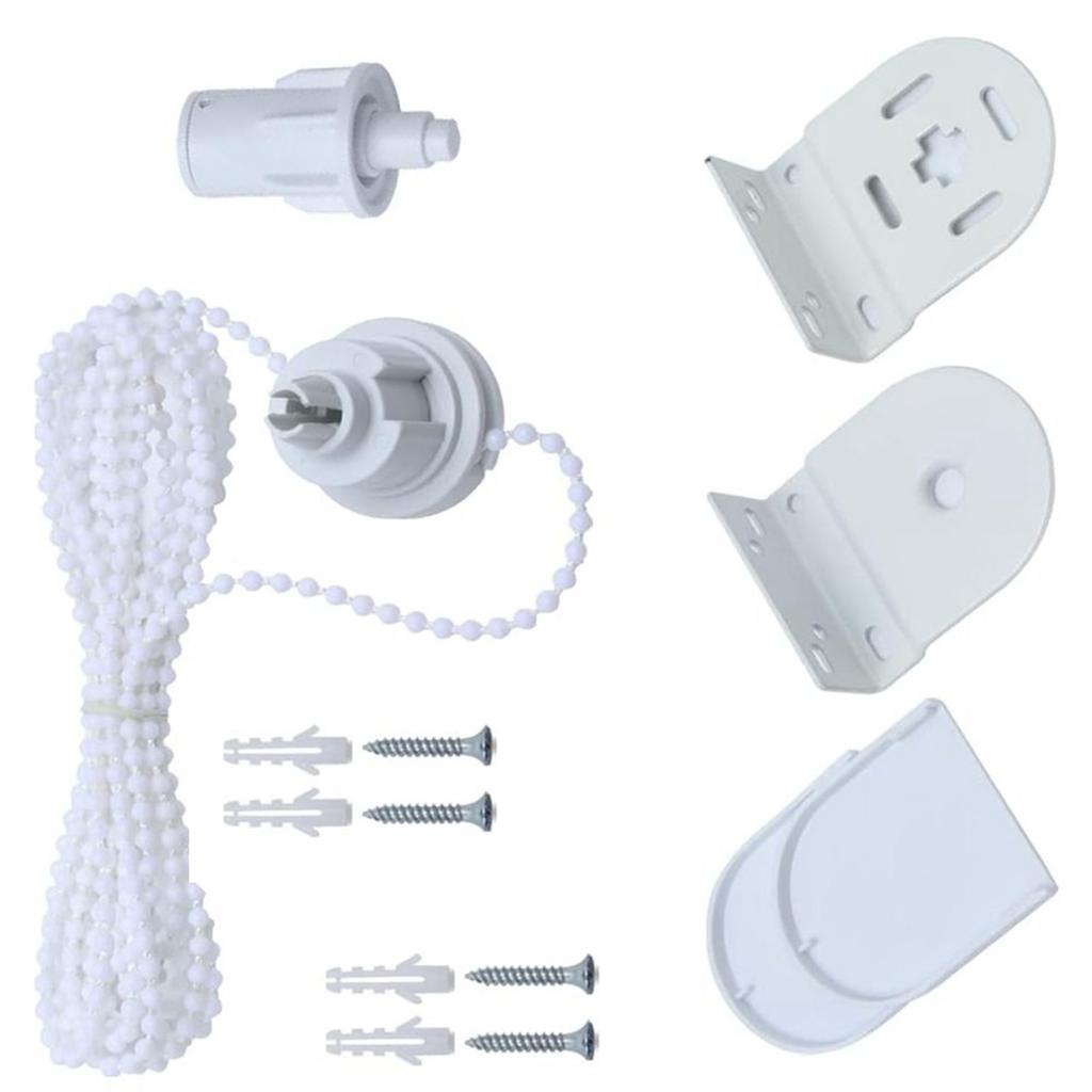 32mm Roller Blind Fittings Kits with Beaded Chain and Screws White Curtain Shade Repair Accessories for Home and Office