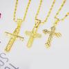 Vintage Gold Sand Cross Pendant Necklace for Men & Women - Copper Imitation Gold, Perfect for Couples, New Trendy Accessory