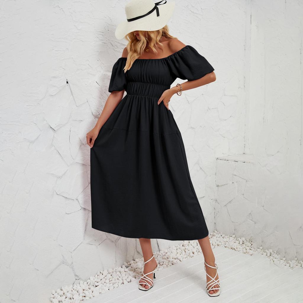 Летнее женское модное однотонное плиссированное платье без бретелек длиной до щиколотки с v-образным вырезом