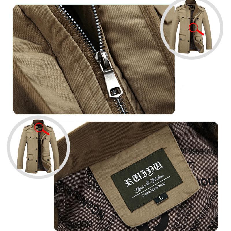 Весенне-осенняя мужская куртка, сплошной цвет, воротник-стойка, куртка средней длины, пальто больших размеров