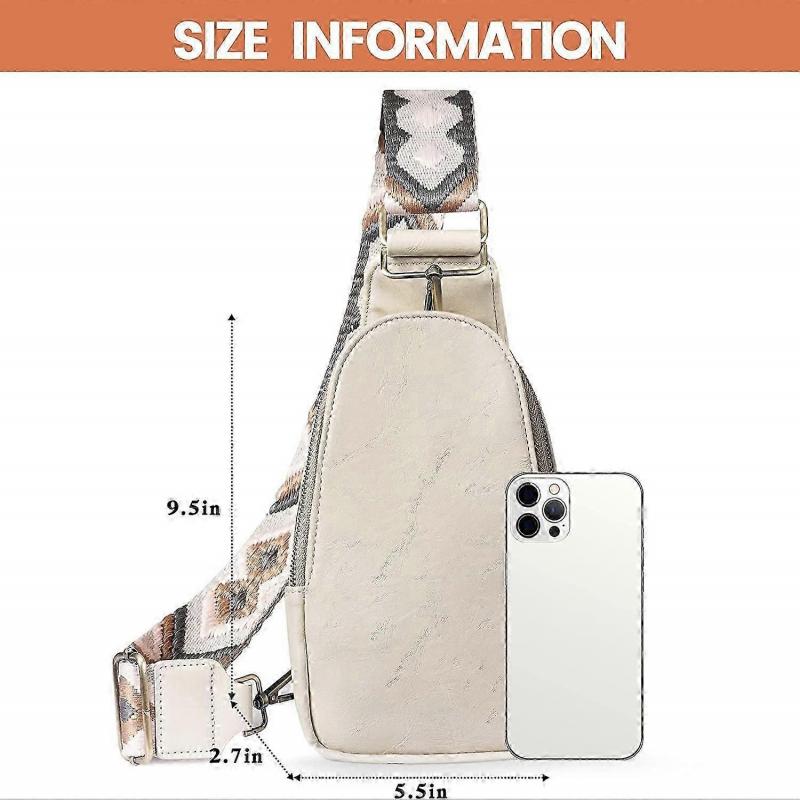 Sling Bag For Women Pu Leather Sling Bag Small Crossbody Sling Backpack Multipurpose Chest Bag For Women Cycling Hiking (beige)